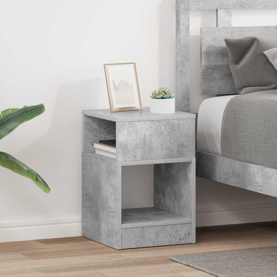Bijzettafel 2 pcs Beton Grijs 30,5 x 30 x 45 cm Bewerkt hout