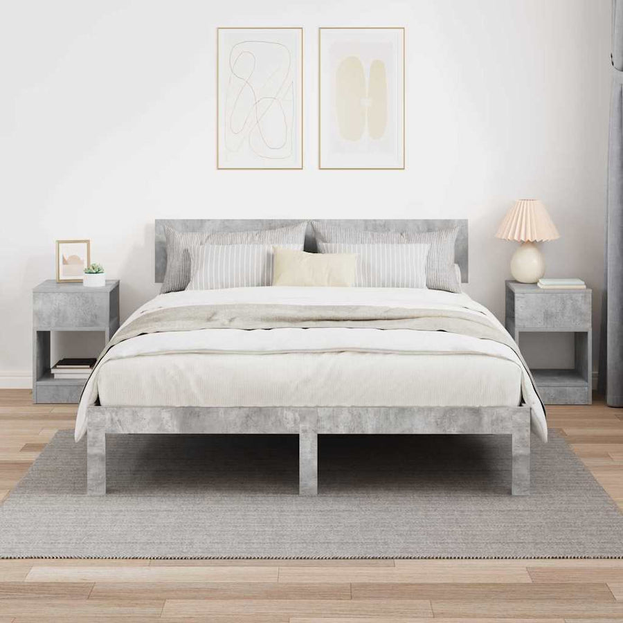 Bijzettafel 2 pcs Beton Grijs 30,5 x 30 x 45 cm Bewerkt hout
