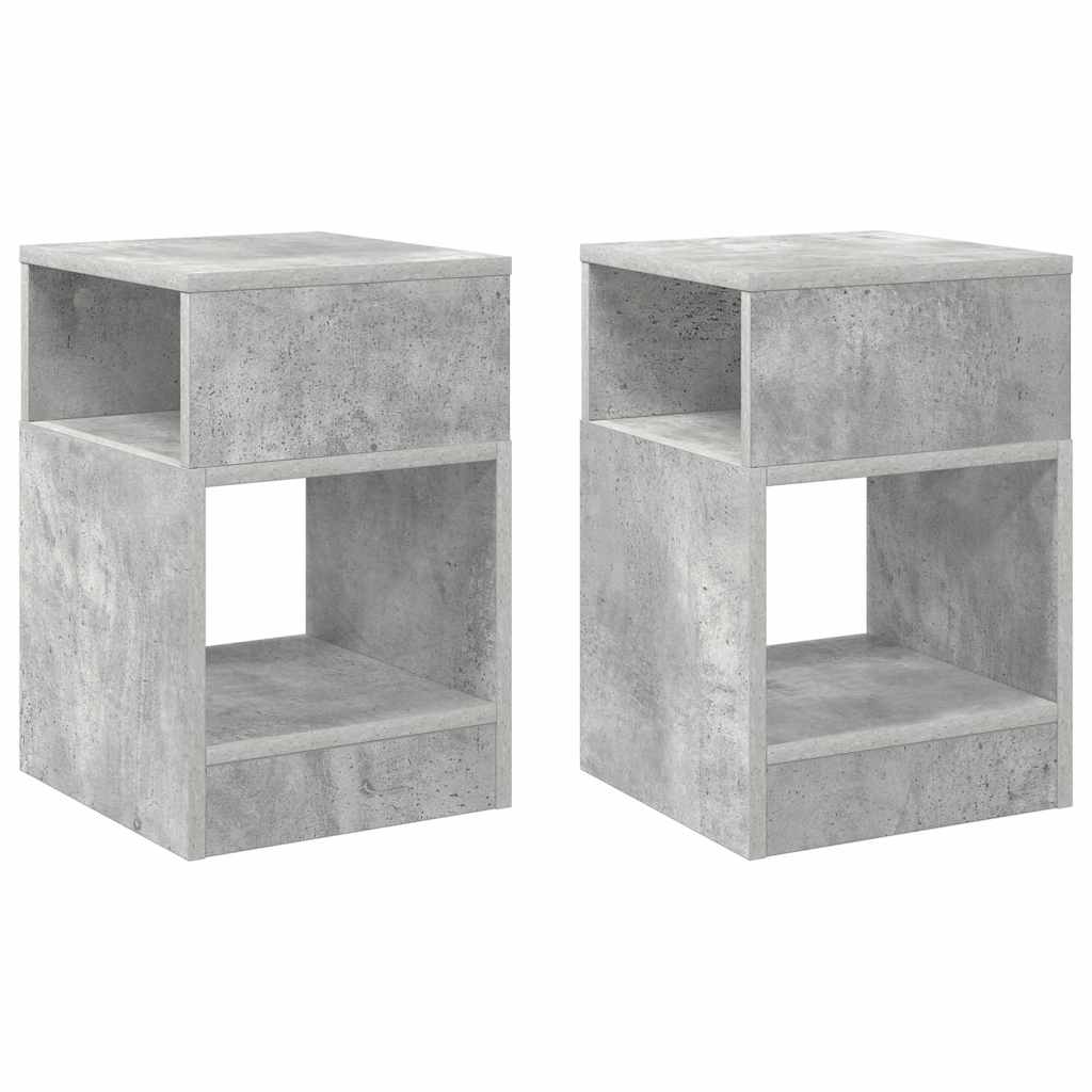 Bijzettafel 2 pcs Beton Grijs 30,5 x 30 x 45 cm Bewerkt hout