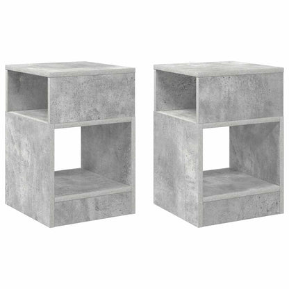 Bijzettafel 2 pcs Beton Grijs 30,5 x 30 x 45 cm Bewerkt hout
