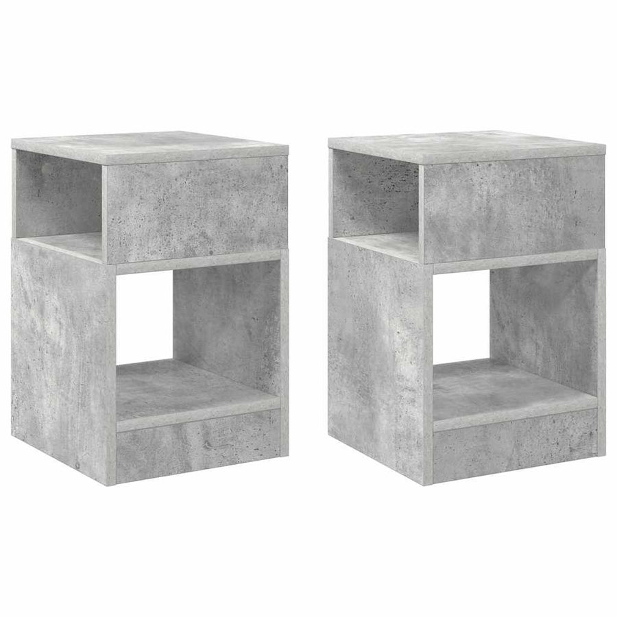 Bijzettafel 2 pcs Beton Grijs 30,5 x 30 x 45 cm Bewerkt hout