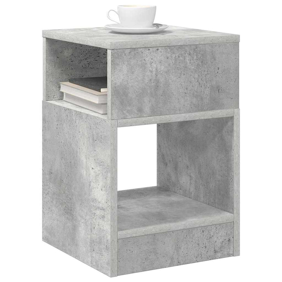 Bijzettafel 2 pcs Beton Grijs 30,5 x 30 x 45 cm Bewerkt hout