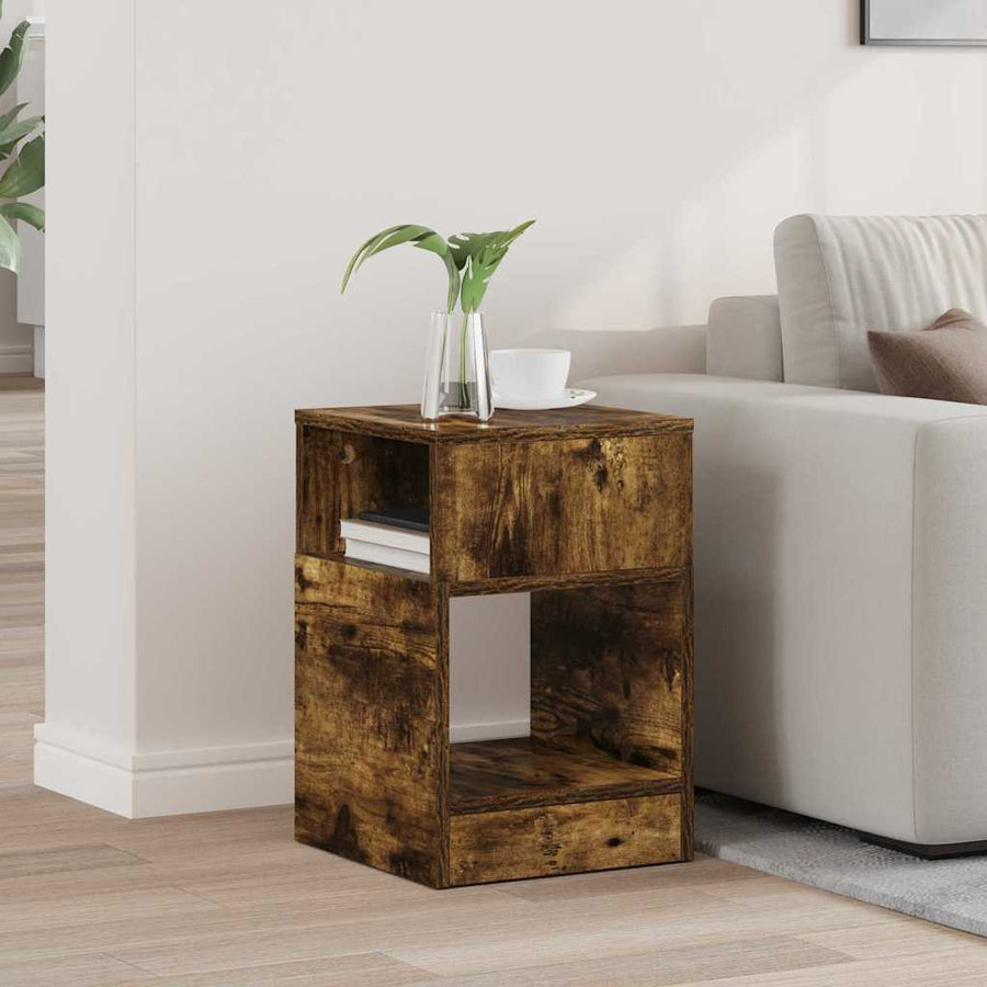 Bijzettafel Gerookt eiken 30,5 x 30 x 45 cm Bewerkt hout