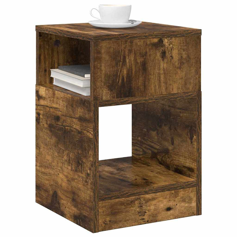 Bijzettafel Gerookt eiken 30,5 x 30 x 45 cm Bewerkt hout