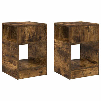Bijzettafel 2 pcs Gerookt eiken 30,5 x 30 x 45 cm Bewerkt hout