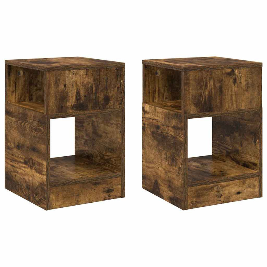 Bijzettafel 2 pcs Gerookt eiken 30,5 x 30 x 45 cm Bewerkt hout