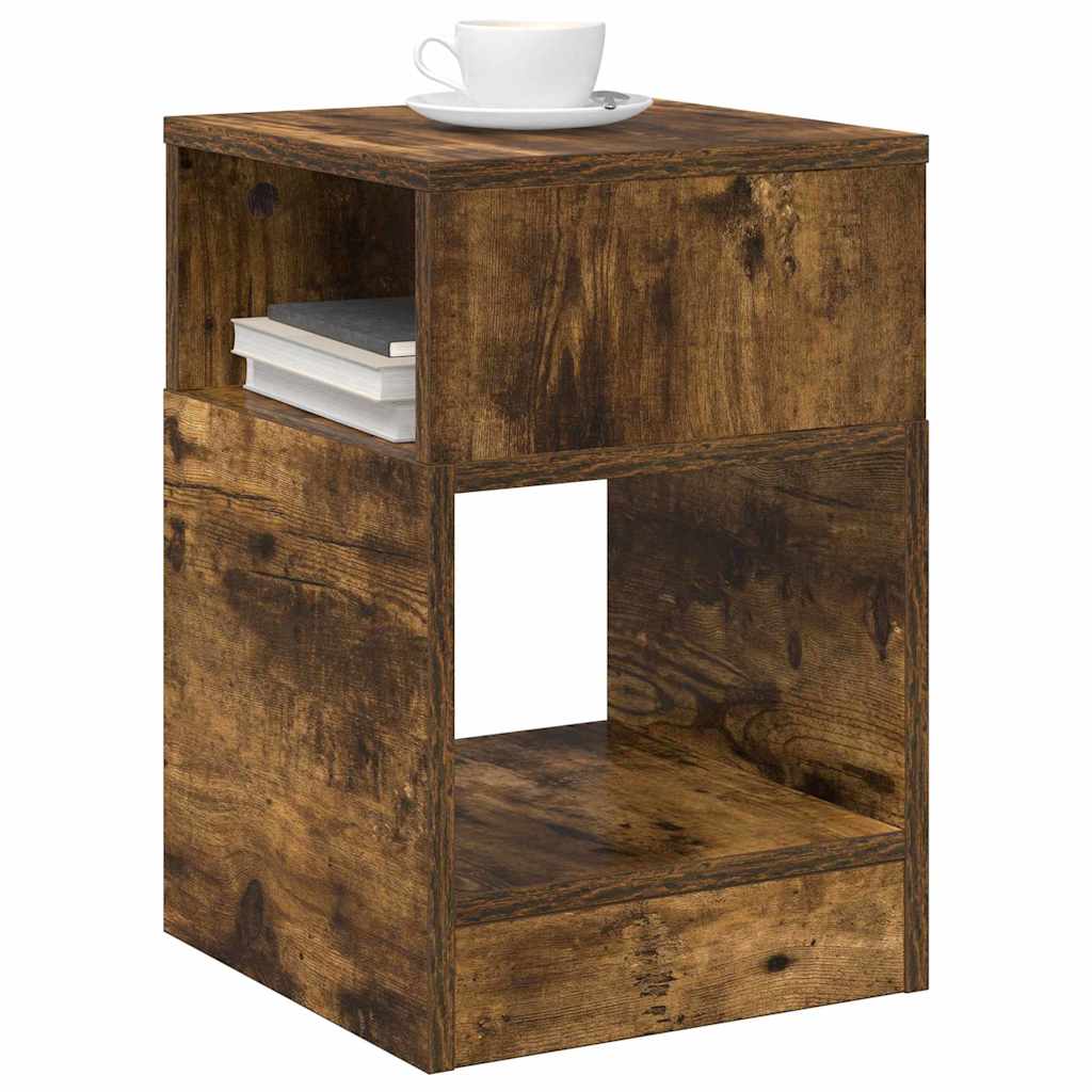 Bijzettafel 2 pcs Gerookt eiken 30,5 x 30 x 45 cm Bewerkt hout