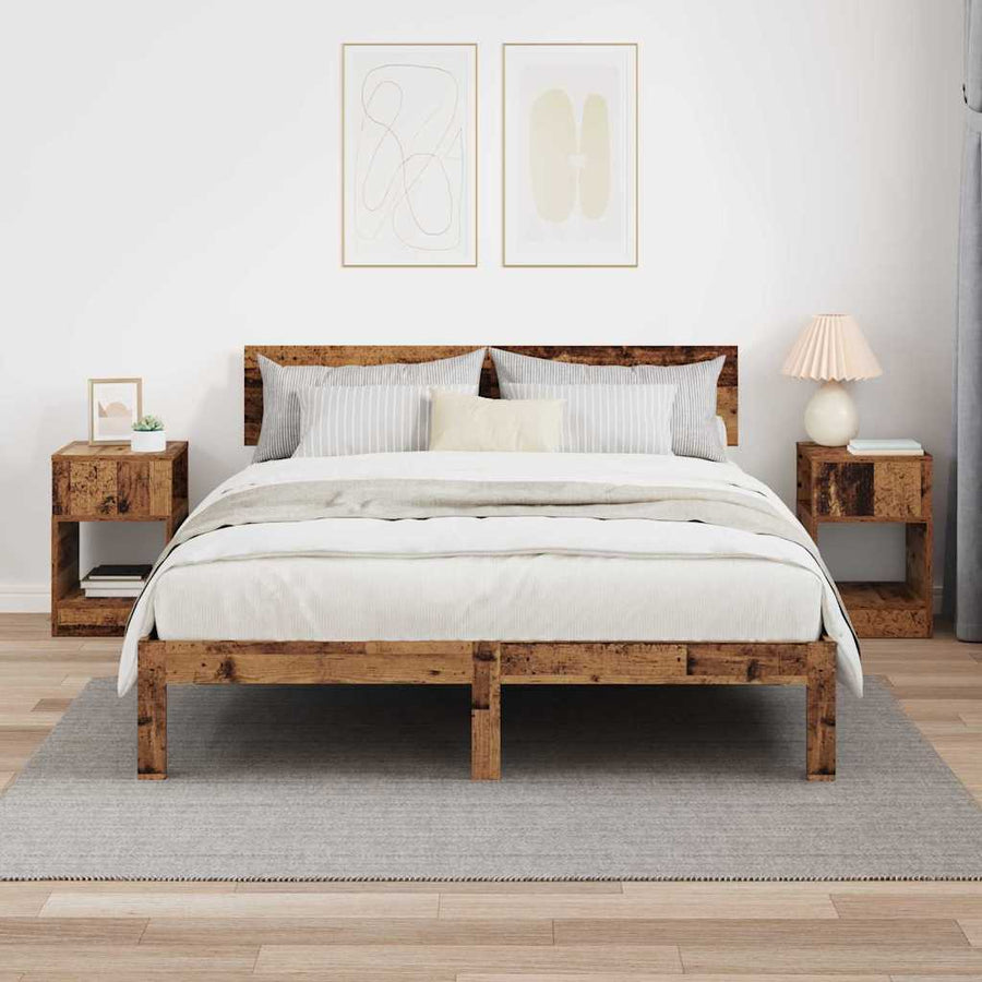 Bijzettafel 2 pcs Oudhout 30,5 x 30 x 45 cm Bewerkt hout