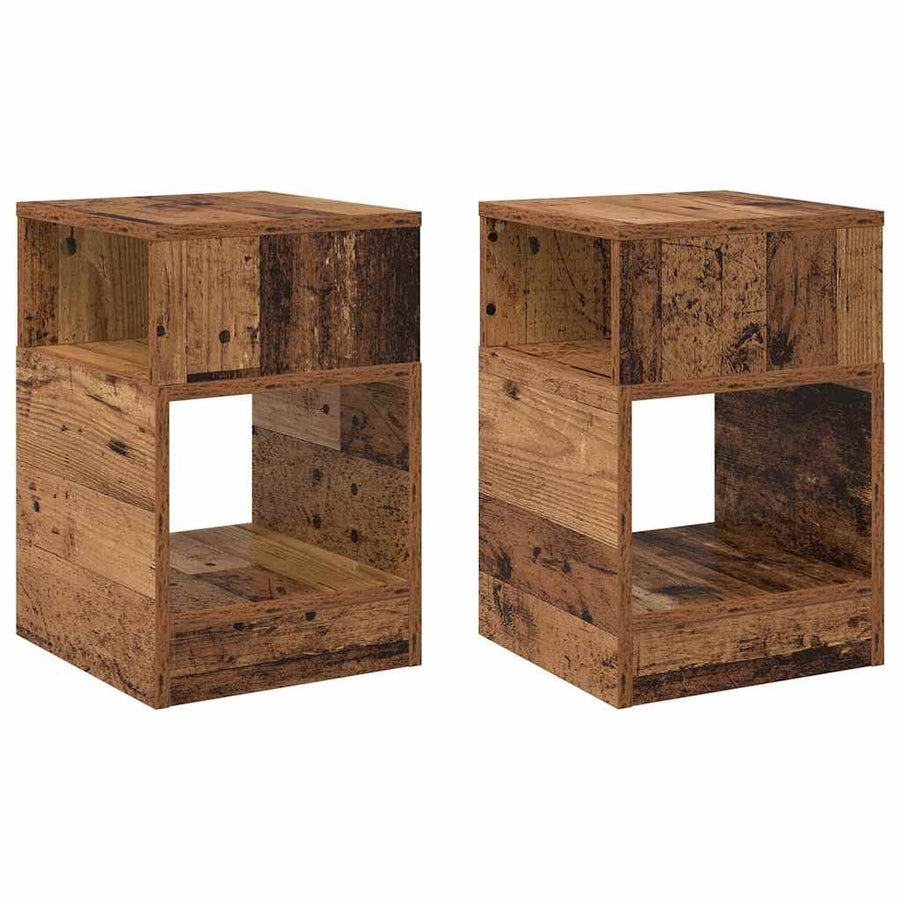 Bijzettafel 2 pcs Oudhout 30,5 x 30 x 45 cm Bewerkt hout