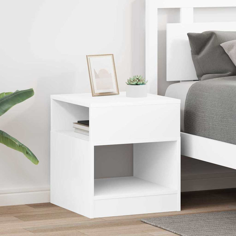 Bijzettafel 2 pcs Wit 40,5 x 40 x 45 cm Bewerkt hout