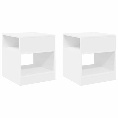 Bijzettafel 2 pcs Wit 40,5 x 40 x 45 cm Bewerkt hout