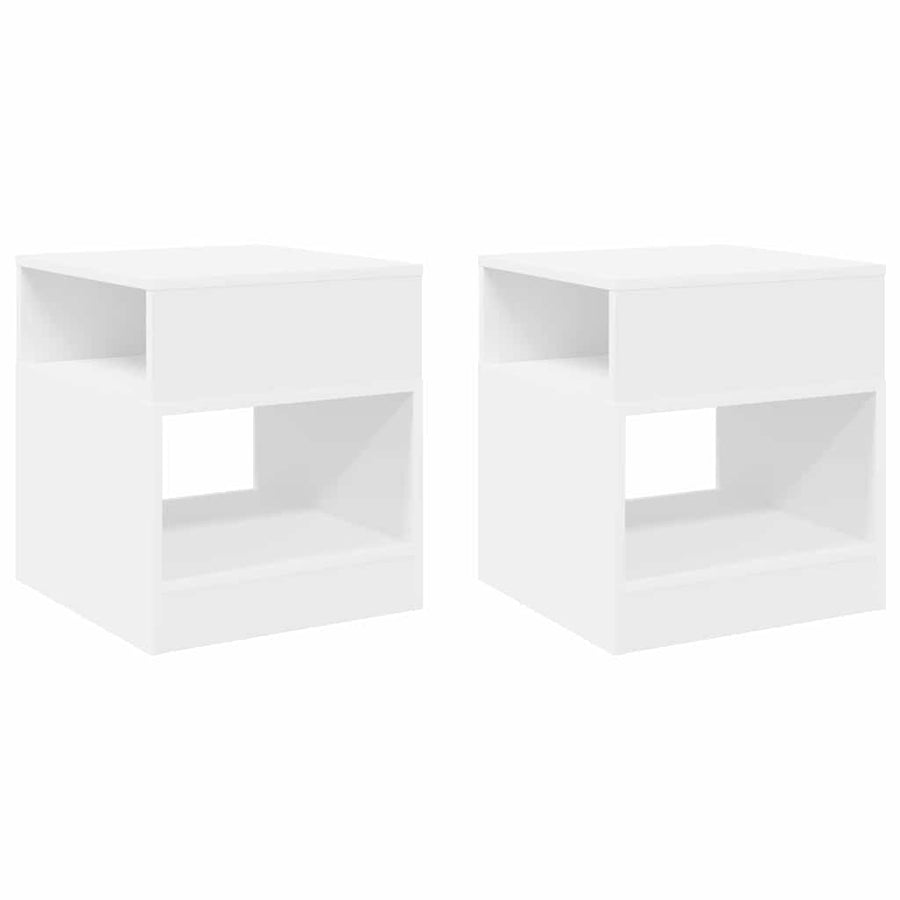 Bijzettafel 2 pcs Wit 40,5 x 40 x 45 cm Bewerkt hout