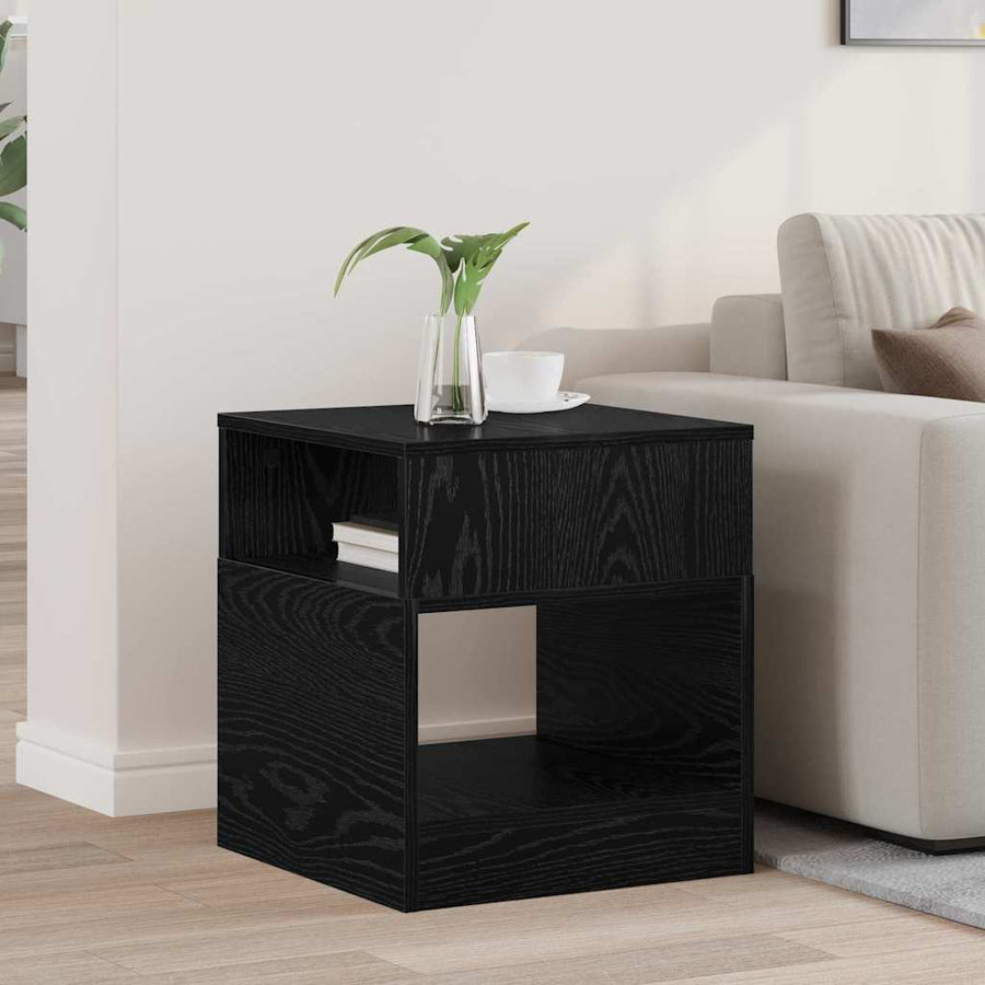 Bijzettafel Zwart Eiken 40,5 x 40 x 45 cm Bewerkt hout