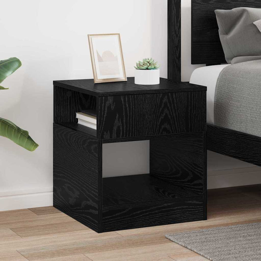 Bijzettafel Zwart Eiken 40,5 x 40 x 45 cm Bewerkt hout