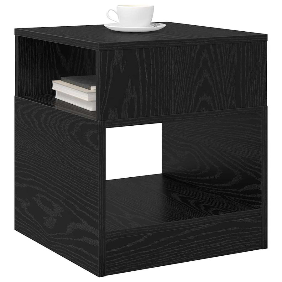 Bijzettafel 2 pcs Zwart Eiken 40,5 x 40 x 45 cm Bewerkt hout