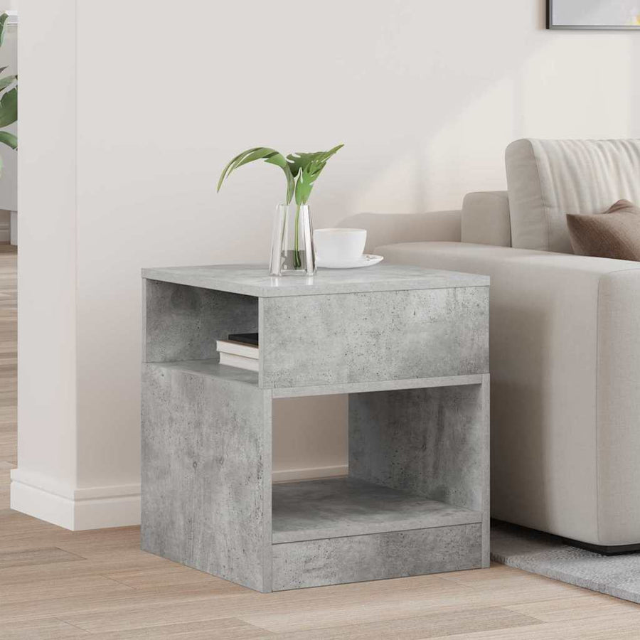 Bijzettafel Beton Grijs 40,5 x 40 x 45 cm Bewerkt hout
