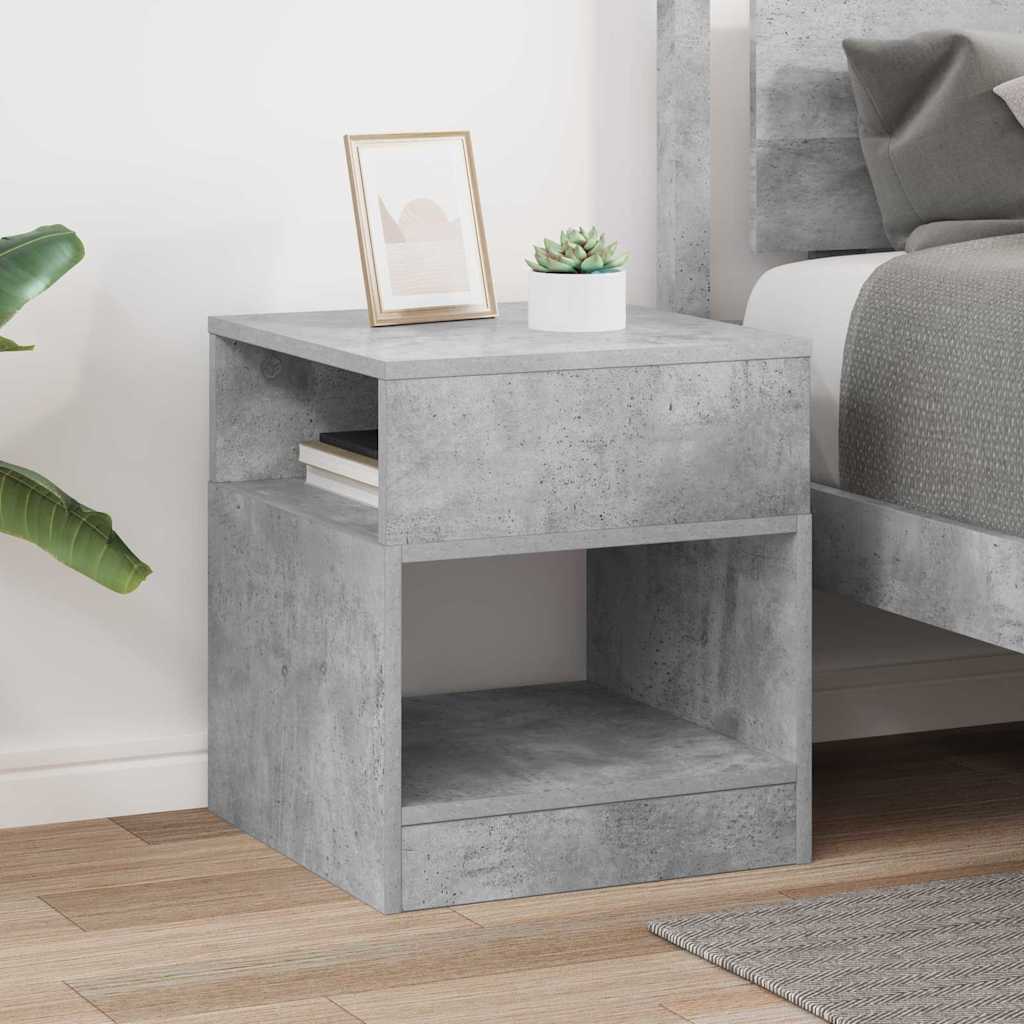 Bijzettafel Beton Grijs 40,5 x 40 x 45 cm Bewerkt hout