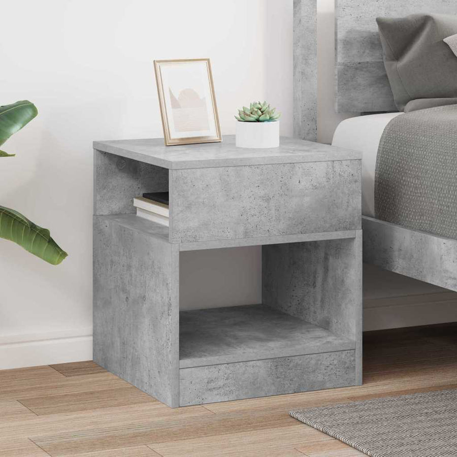 Bijzettafel Beton Grijs 40,5 x 40 x 45 cm Bewerkt hout