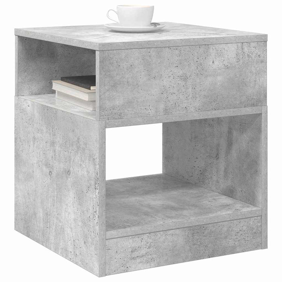 Bijzettafel Beton Grijs 40,5 x 40 x 45 cm Bewerkt hout