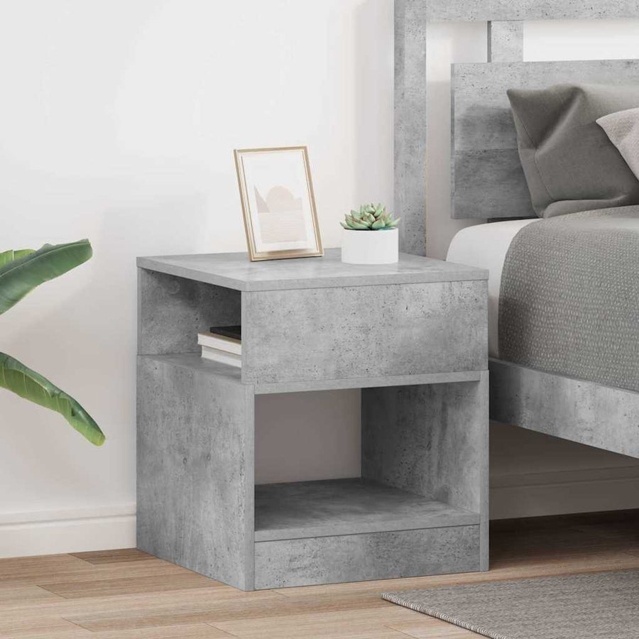 Bijzettafel 2 pcs Beton Grijs 40,5 x 40 x 45 cm Bewerkt hout