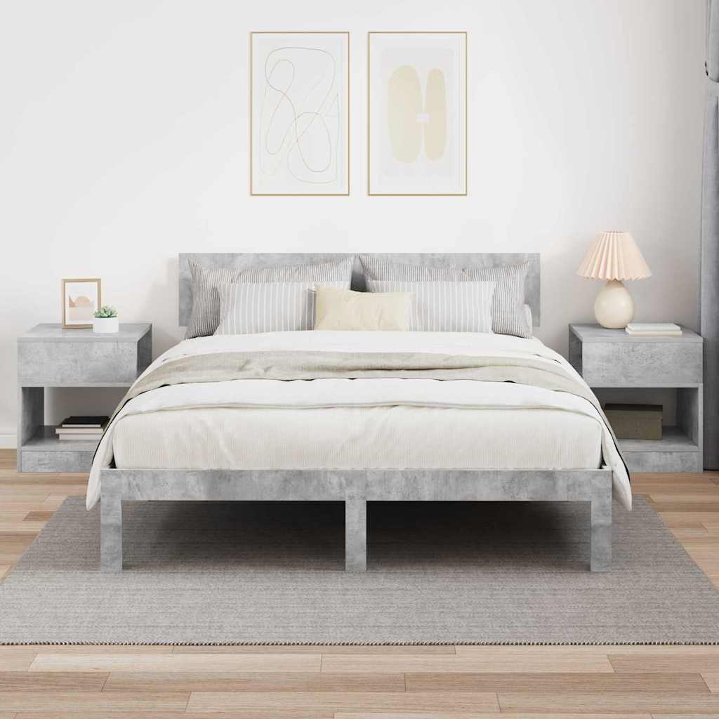 Bijzettafel 2 pcs Beton Grijs 40,5 x 40 x 45 cm Bewerkt hout