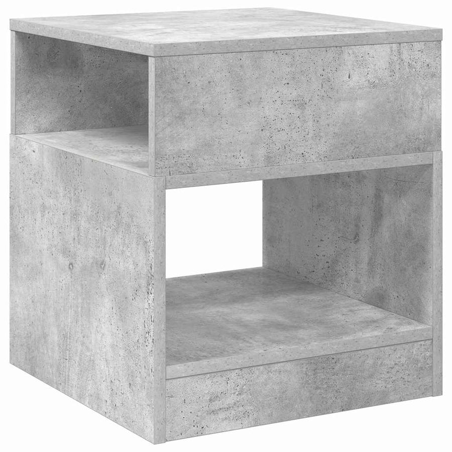 Bijzettafel 2 pcs Beton Grijs 40,5 x 40 x 45 cm Bewerkt hout