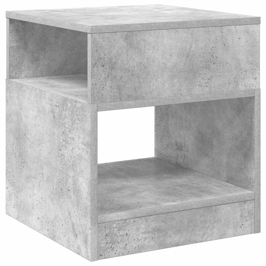 Bijzettafel 2 pcs Beton Grijs 40,5 x 40 x 45 cm Bewerkt hout