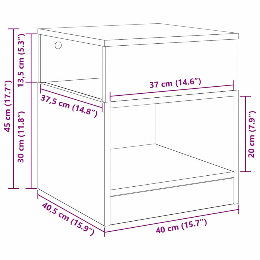 Bijzettafel 2 pcs Beton Grijs 40,5 x 40 x 45 cm Bewerkt hout
