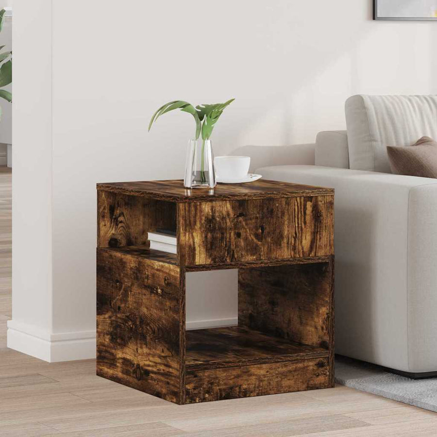 Bijzettafel Gerookt eiken 40,5 x 40 x 45 cm Bewerkt hout