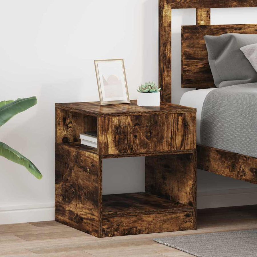 Bijzettafel 2 pcs Gerookt eiken 40,5 x 40 x 45 cm Bewerkt hout