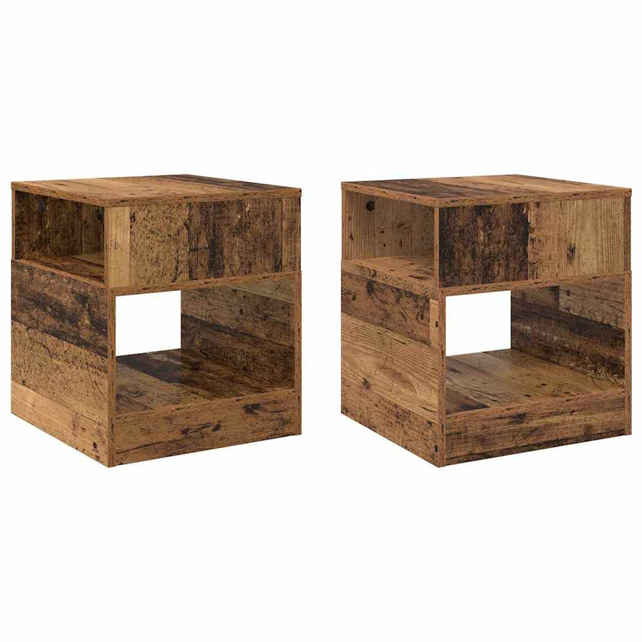 Bijzettafel 2 pcs Oudhout 40,5 x 40 x 45 cm Bewerkt hout