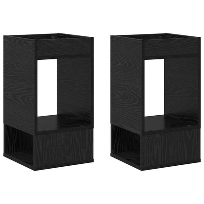 Bijzettafel 2 pcs Zwart Eiken 30 x 30 x 56 cm Bewerkt hout