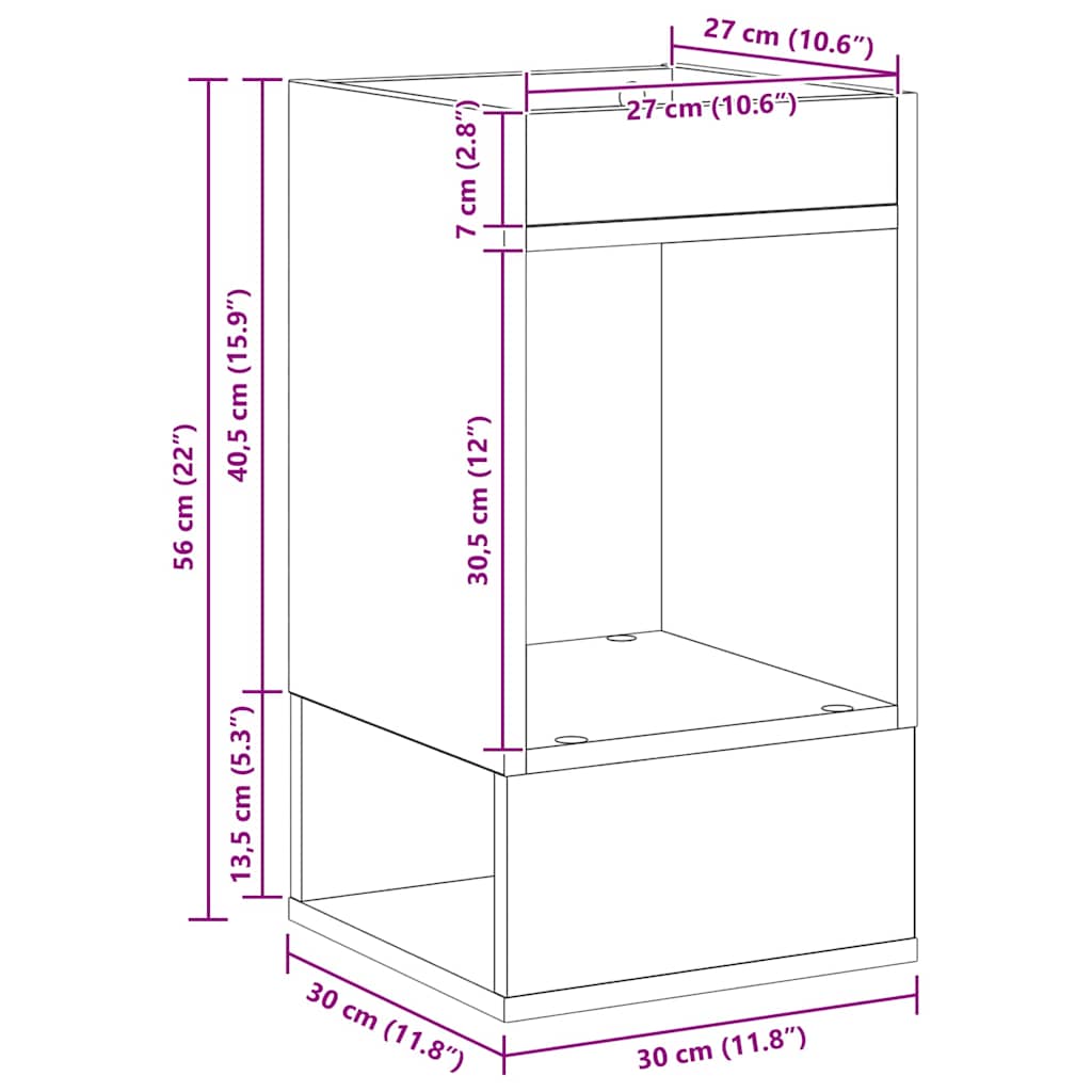 Bijzettafel Sonoma Eiken 30 x 30 x 56 cm Bewerkt hout