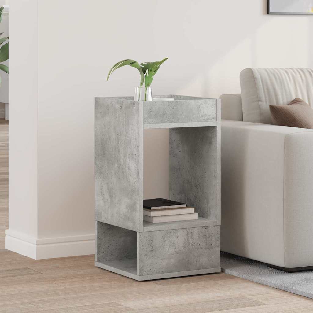 Bijzettafel Beton Grijs 30 x 30 x 56 cm Bewerkt hout