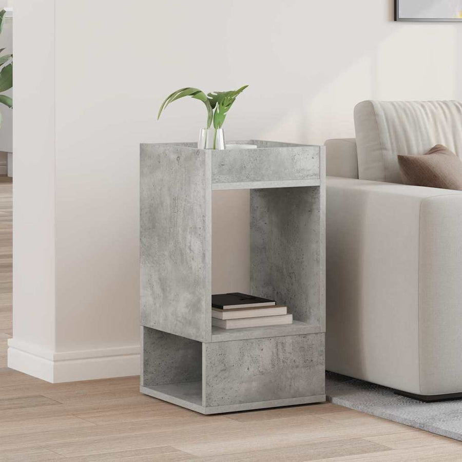 Bijzettafel Beton Grijs 30 x 30 x 56 cm Bewerkt hout