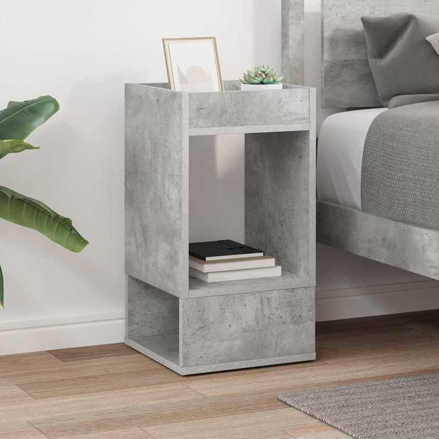 Bijzettafel Beton Grijs 30 x 30 x 56 cm Bewerkt hout