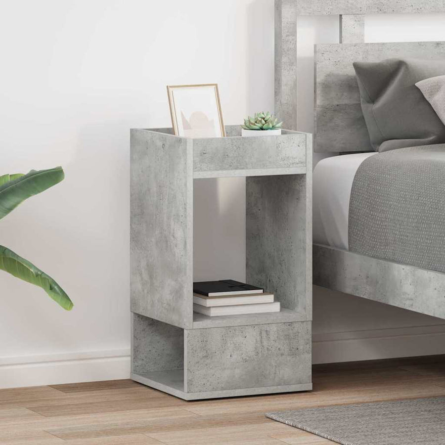 Bijzettafel 2 pcs Beton Grijs 30 x 30 x 56 cm Bewerkt hout