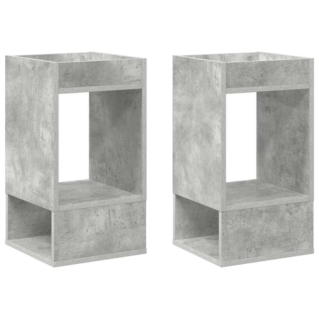 Bijzettafel 2 pcs Beton Grijs 30 x 30 x 56 cm Bewerkt hout