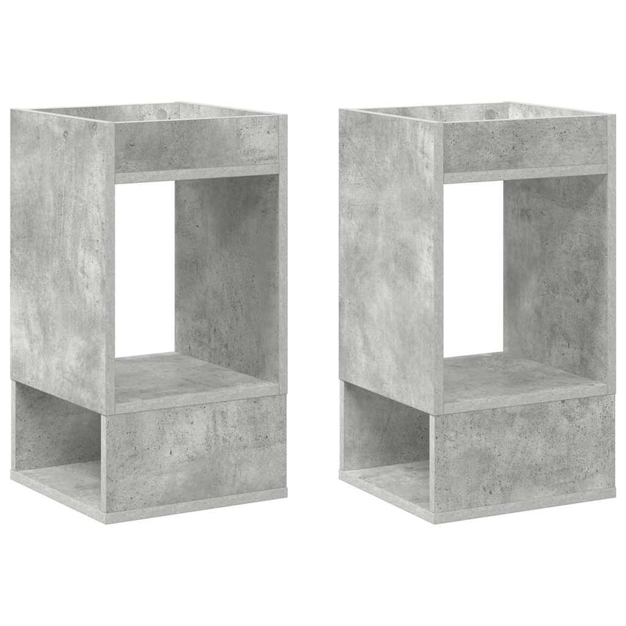 Bijzettafel 2 pcs Beton Grijs 30 x 30 x 56 cm Bewerkt hout