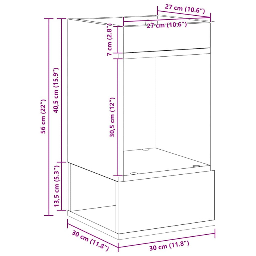 Bijzettafel 2 pcs Beton Grijs 30 x 30 x 56 cm Bewerkt hout