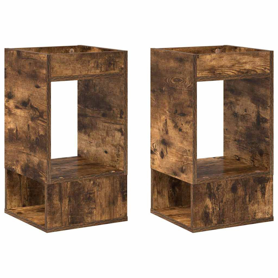 Bijzettafel 2 pcs Gerookt eiken 30 x 30 x 56 cm Bewerkt hout