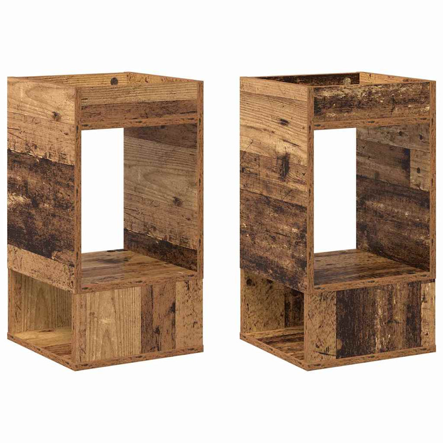 Bijzettafel 2 pcs Oudhout 30 x 30 x 56 cm Bewerkt hout