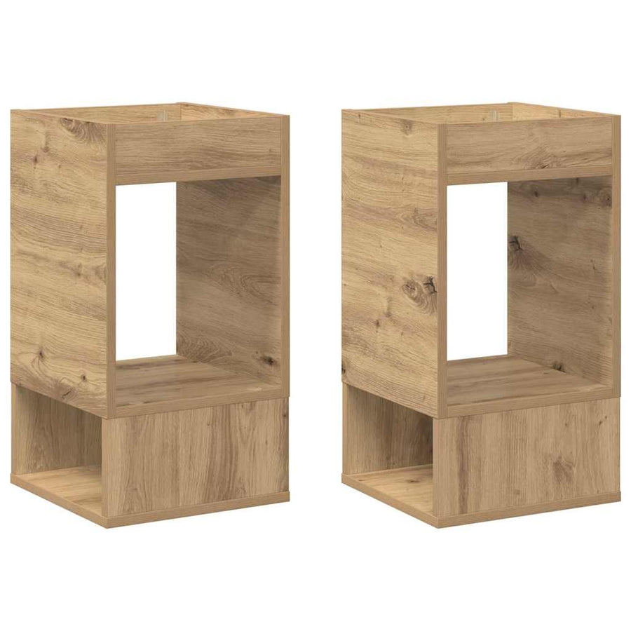 Bijzettafel 2 pcs Artisan Eiken 30 x 30 x 56 cm Bewerkt hout