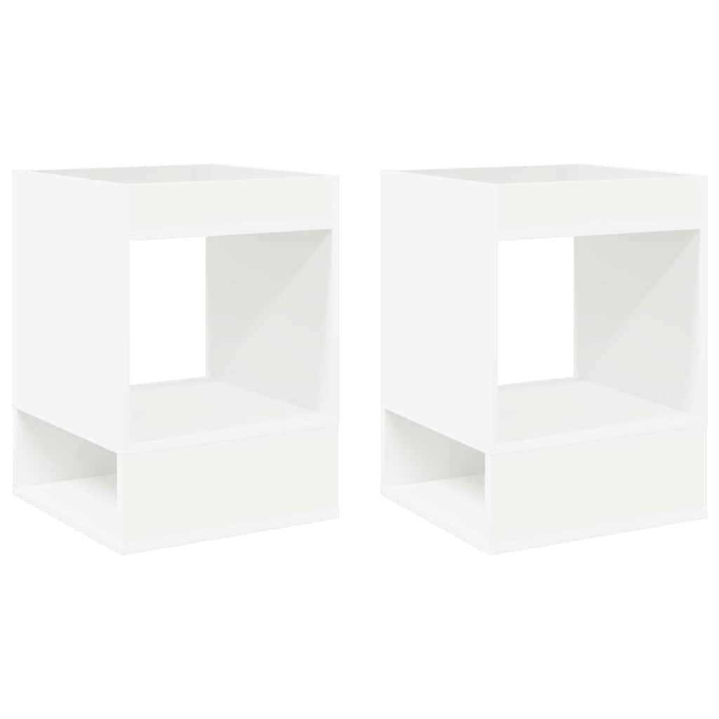 Bijzettafel 2 pcs Wit 40 x 40 x 56 cm Bewerkt hout