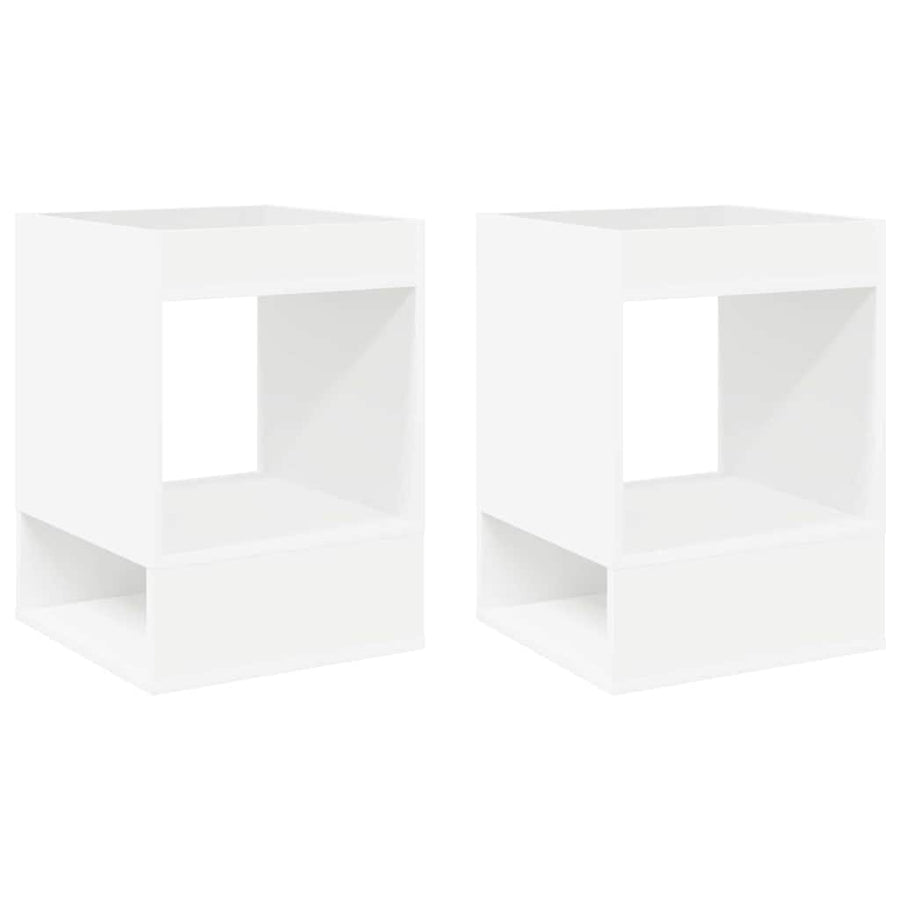Bijzettafel 2 pcs Wit 40 x 40 x 56 cm Bewerkt hout
