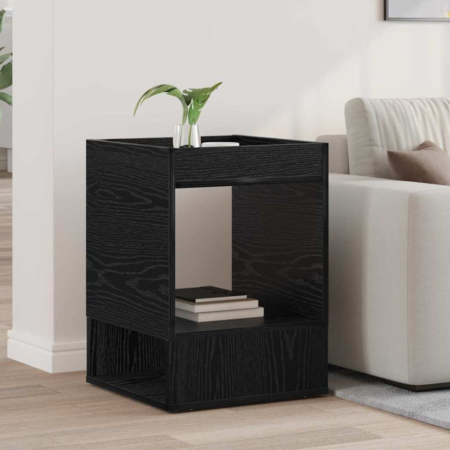 Bijzettafel Zwart Eiken 40 x 40 x 56 cm Bewerkt hout