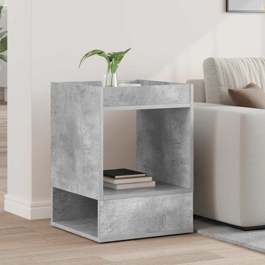 Bijzettafel Beton Grijs 40 x 40 x 56 cm Bewerkt hout
