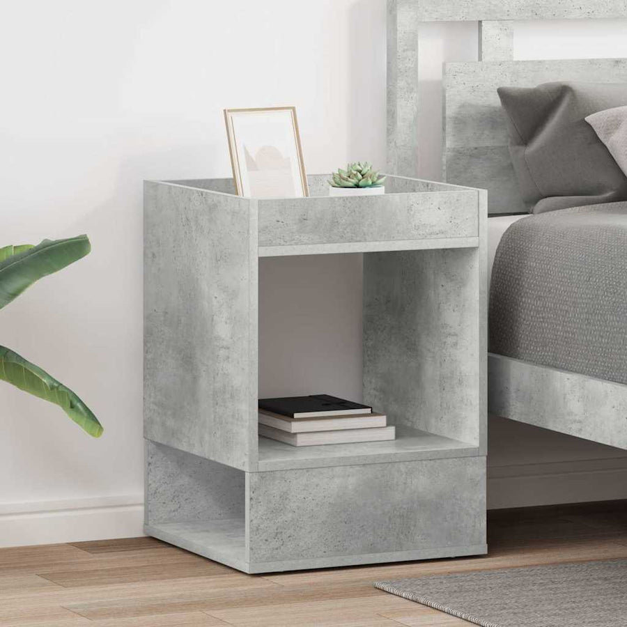 Bijzettafel 2 pcs Beton Grijs 40 x 40 x 56 cm Bewerkt hout