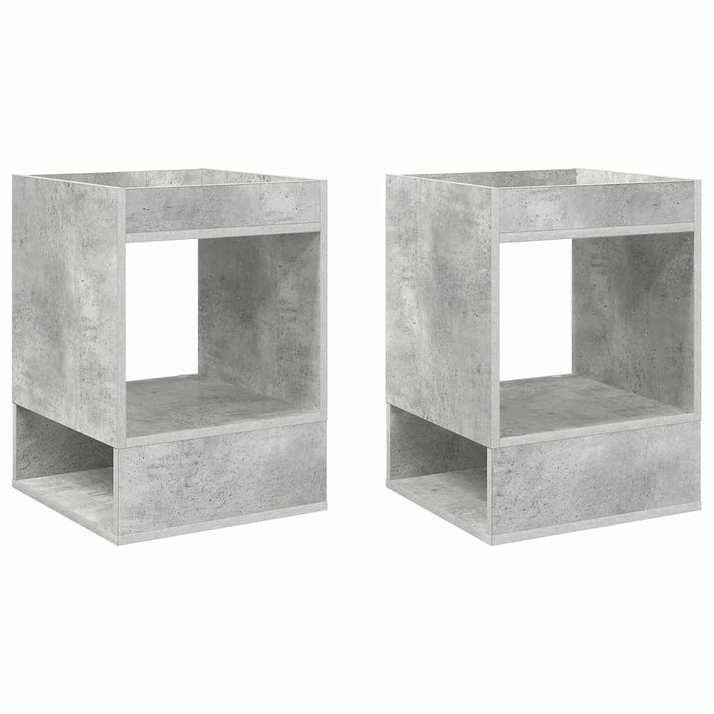 Bijzettafel 2 pcs Beton Grijs 40 x 40 x 56 cm Bewerkt hout