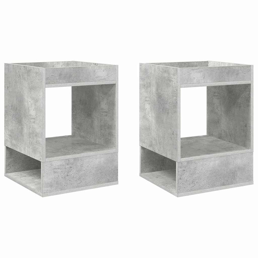 Bijzettafel 2 pcs Beton Grijs 40 x 40 x 56 cm Bewerkt hout